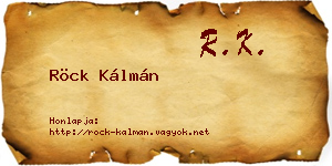 Röck Kálmán névjegykártya
